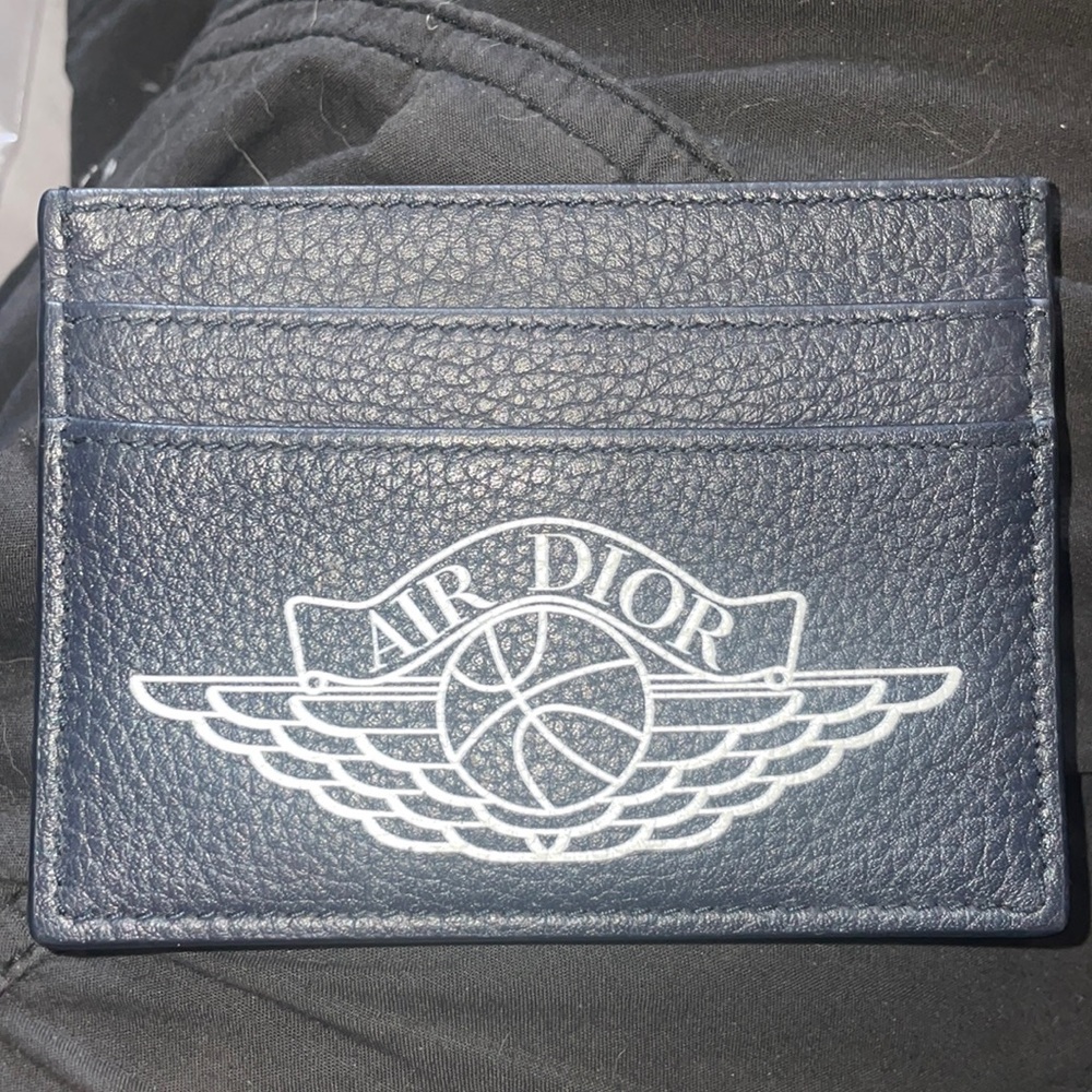air dior 4 card wallet in Dark blue